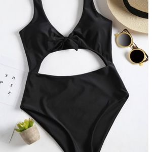 Black one piece cut out bathing suit